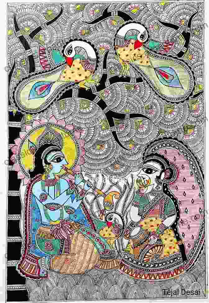 A Colorful Madhubani Painting Featuring Intricate Patterns And Mythological Themes The Arts Crafts Of India Ceylon