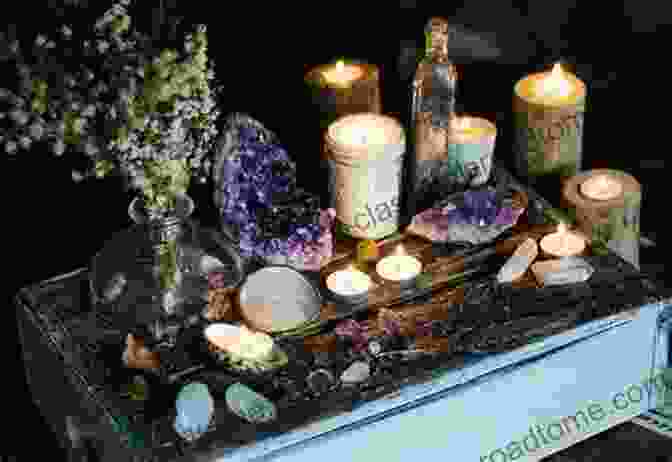 A Depiction Of A Witch's Altar, Adorned With Candles, Crystals, And Herbs Practical Magick For The Solitary Witch (3 In 1): Starter Kit Of Modern Witchcraft: Wicca Hoodoo Folk Magick Prayers Protection Magick Manifestation Spells Rituals Breaking Curses