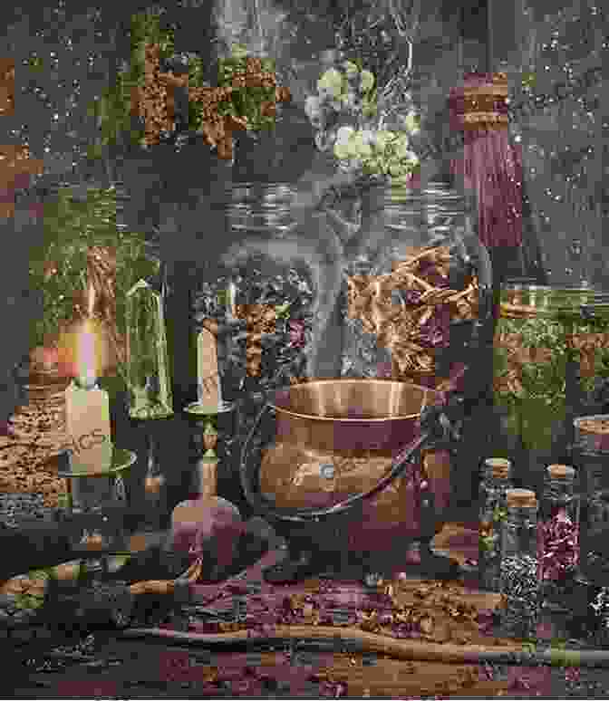 A Green Witch Conjuring With Herbs And Crystals Under A Moonlit Sky Green Witchcraft: Folk Magic Fairy Lore Herb Craft