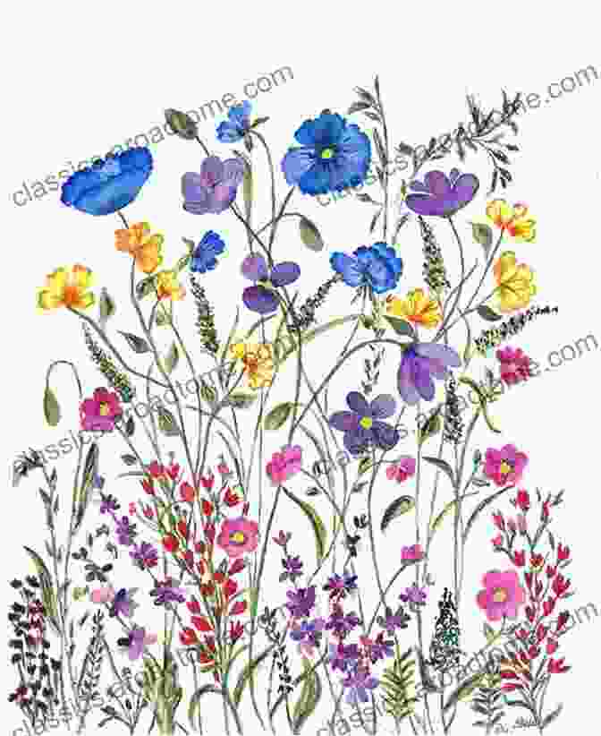 A Group Of Colorful Wildflowers Drawn With A Ballpoint Pen And Watercolors Birthday Flowers Illustrations April Issue: Flowers Drawn In About 5 Minutes With A Ballpoint Pen And Watercolors Without Drafting