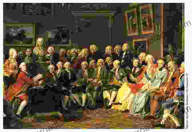 A Lively Gathering At A Salon, Featuring Prominent Enlightenment Thinkers Engaged In Animated Debates The Salons Of The Republic: Spaces For Debate