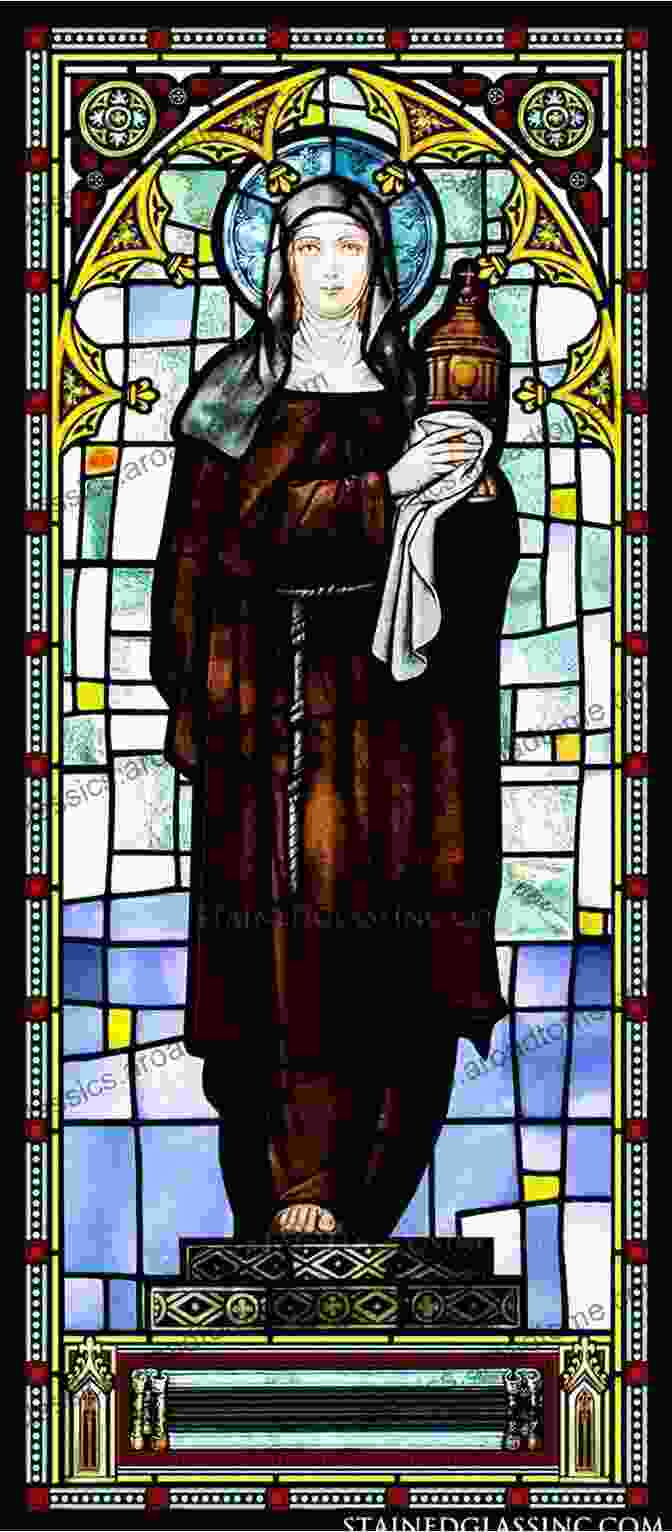 A Vibrant Stained Glass Window Depicting Saint Clare Of Assisi, Holding The Blessed Sacrament Studying The Life Of Saint Clare Of Assisi: A Beginner S Workbook