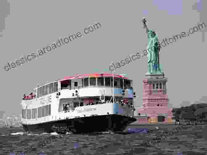 An Illustration Of A Ship Passing By The Statue Of Liberty And Ellis Island, With The Manhattan Skyline In The Background. Waterfront Manhattan: From Henry Hudson To The High Line