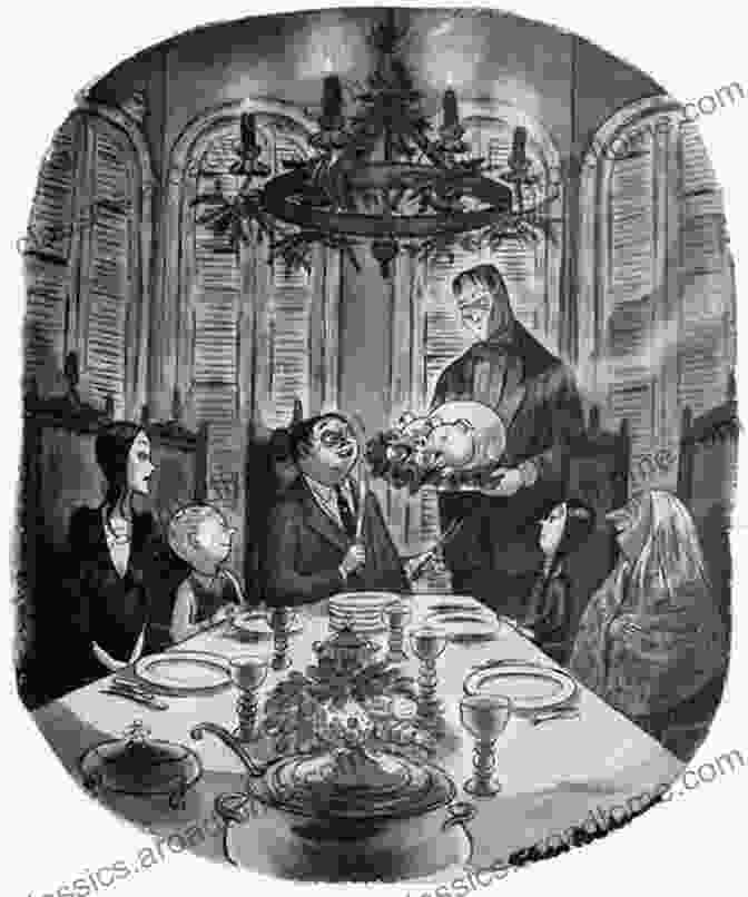 Charles Addams Cartoon Of A Group Of People Sitting Around A Table With A Ghost Charles Addams: A Cartoonist S Life