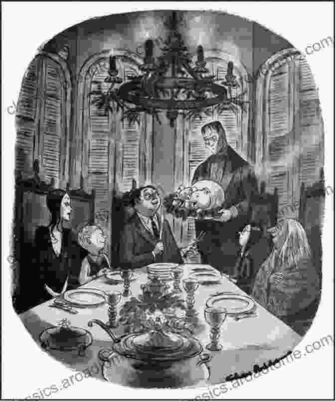 Charles Addams Cartoon Of A Man And Woman Sitting At A Table With A Ghost Charles Addams: A Cartoonist S Life