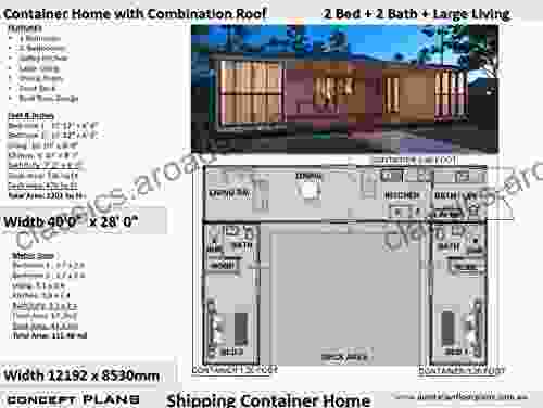 Shipping Container Home with Combination Roof house plans 2 Bedroom Container Home : Full Architectural Concept Home Plans includes detailed floor plan plans (Ship Container Homes 12001)